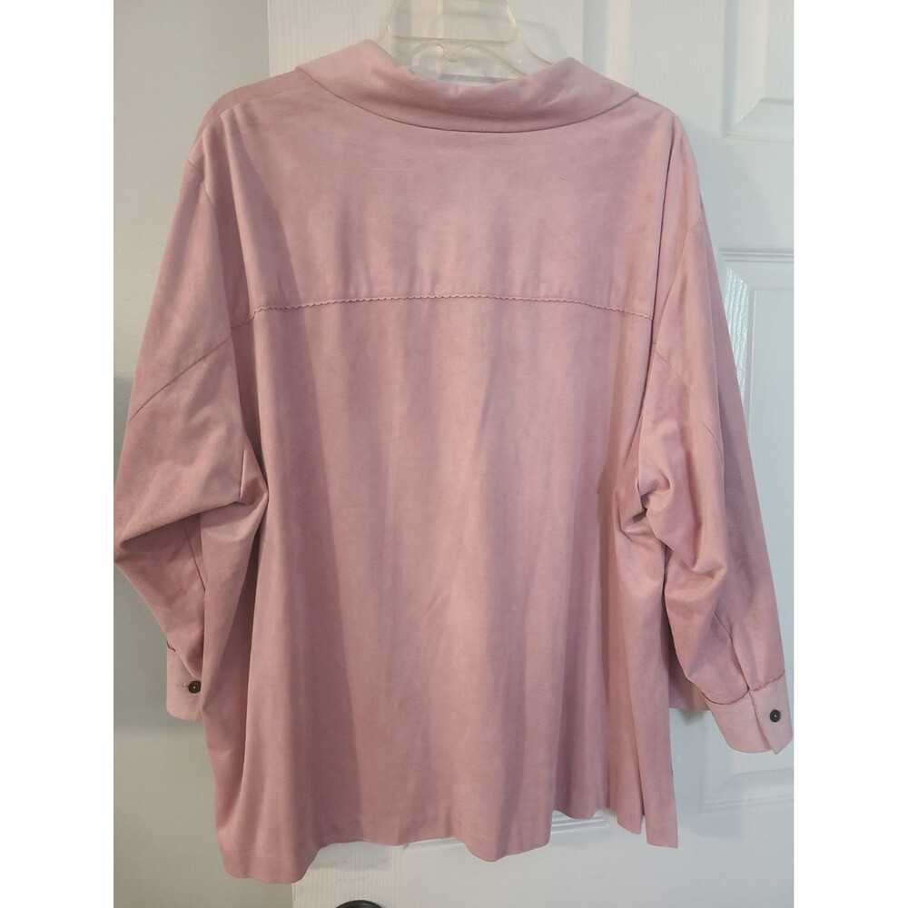 Vintage Sigrid Olsen Sport pink faux-suede button-front jacket/top, 3X, NWT. - Picture 4 of 4